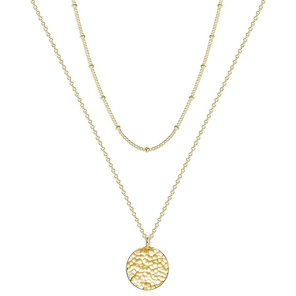 Women Moon Necklace Hammered Coin New Crescent Moon Phase Pendant Dainty Chain Minimalist Simple Boho Jewelry Mother's Gift