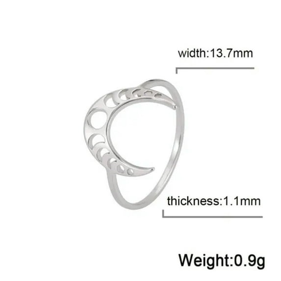 Women Moon Phase Ring Stainless Steel Crescent Moon Finger Rings Fashion Jewelry