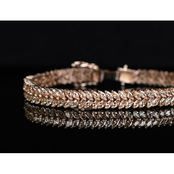 Women Morganite Marquise Tennis Bracelet Double Row Unique Gemstone Bracelet For Love valentine gift Jewelry