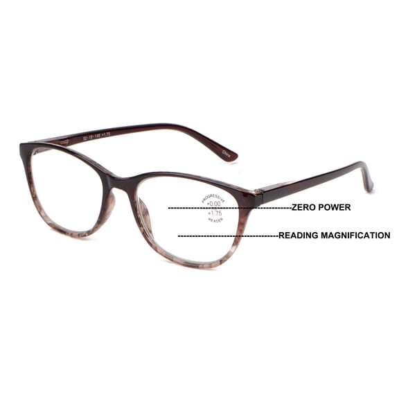 Women Mosaic Marble Print Clear Progressive Reading Glasses - Zero Power On Top - No Bubble Reader Z121 +2.00