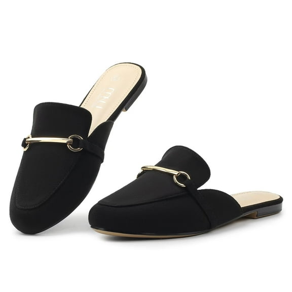 Women Mules Comfortable Slip On Mules For Women Flats with Buckle,Black 8