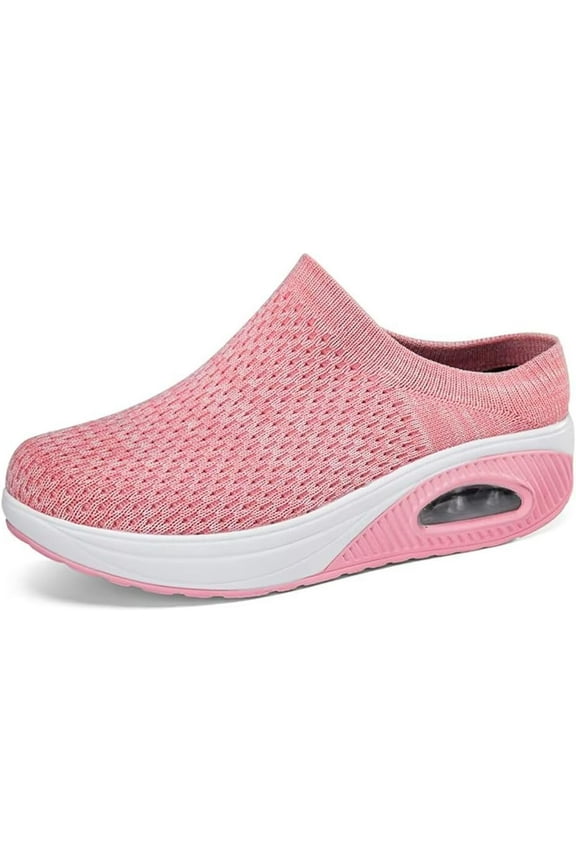 Women Mules Platfom Knit Open Back Sneakers Outdoor Slides Sandals Non-Slip Lightweight Walking Shoes