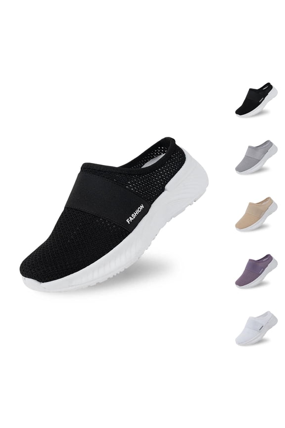 Women Mules Shoes Slip On Open Back Mesh Walking Shoes Sneakers Comfortable Arch Support Lightweight Breathable Sneakers Orthopedic Shoes