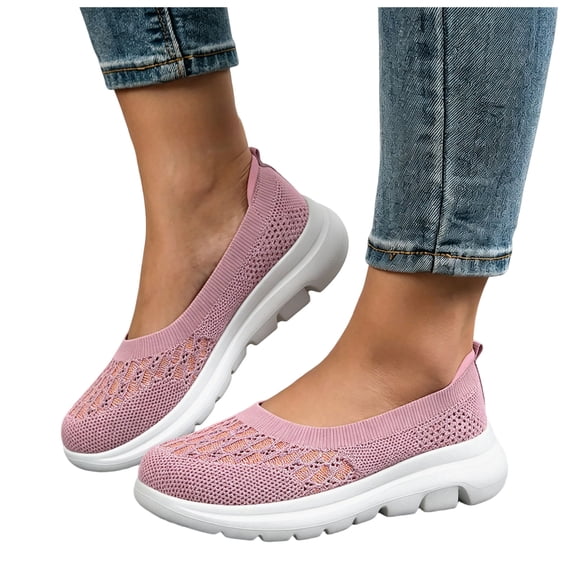 Women Mules Shoes Slip on Open Back Mesh Walking Shoes Comfortable Arch Support Lightweight Sneakers Pink Size 7