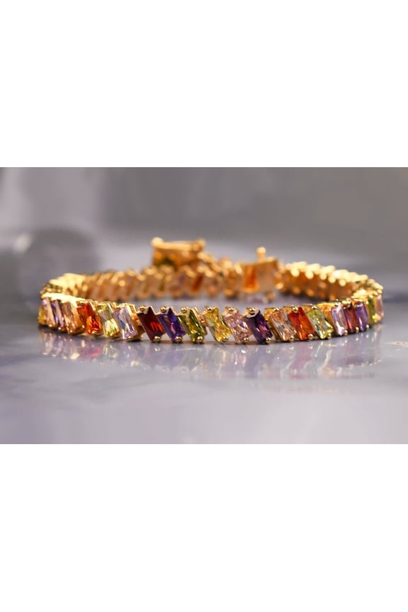 Women Multi Color Tennis bracelet,Bridal Wedding,valentine Gifts For Her, Birthstone Jewelry