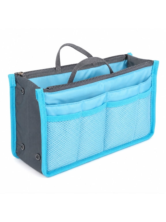 1-Pack Womens Purse Organizer Insert with Zipper Handles, Multi-Pocket Handbag Tote Liner, Travel Bag-in-Bag Storage Insert TIKA