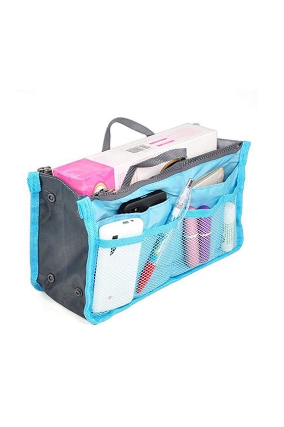 1-Pack Women’s Purse Organizer Insert with Zipper Handles, Multi-Pocket Handbag Tote Liner, Travel Bag-in-Bag Storage Insert TIKA