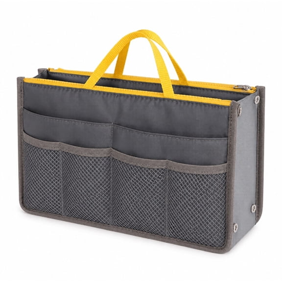 Women’s Purse Organizer Insert with Zipper and Handles, Multi Pocket Handbag and Tote Bag Liner, TIKA