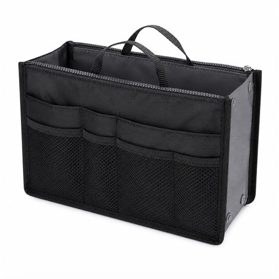 Women’s Purse Organizer Insert with Zipper and Handles, Multi Pocket Handbag and Tote Bag Liner, TIKA