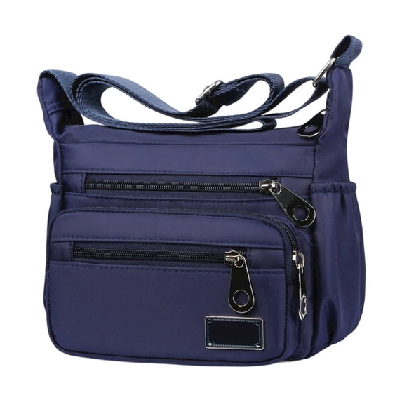 Women Multi Pockets Crossbody Bag Waterproof Nylon Single Shoulder Bag Travel Purses Handbags,Blue