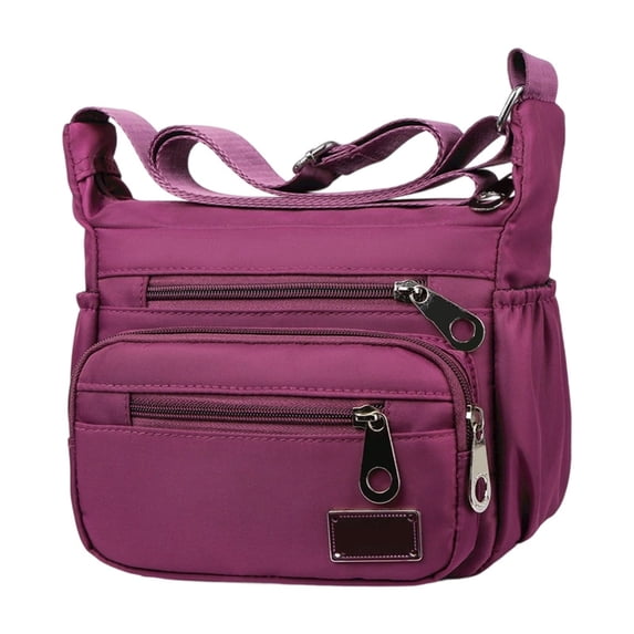 Women Multi Pockets Crossbody Bag Waterproof Nylon Single Shoulder Bag Travel Purses Handbags,Light Purple