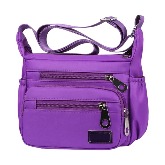 Women Multi Pockets Crossbody Bag Waterproof Nylon Single Shoulder Bag Travel Purses Handbags,Purple