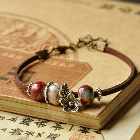 Women Multicolor Beads Shape Metal Stitching Bracelet