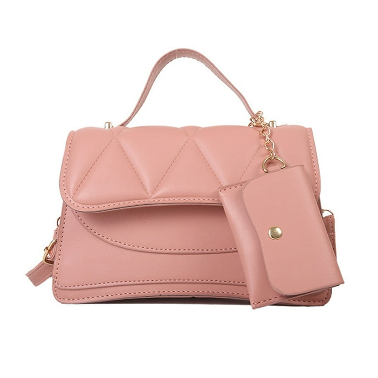 Women Multipurpose Crossbody Bags Small Shoulder Bag Fashion 2 in 1 Zip  Handbags with Coin Purse,pink，G182485