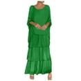 thumbnail image 1 of Women 3/4 Sleeve Maxi Dress Polyester Layered Dubai Outfits, 1 of 4