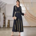 thumbnail image 1 of Women Muslim Arab Robe Navy Blue Embroidered National Polka Dot Print Long Sleeves Tie Fashion Four Seasons Long Skirt, 1 of 13