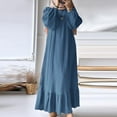thumbnail image 1 of Women Muslim Dress Ramadan Clothes For Womens Abaya Long Sleeve Muslim Dress Prayer Clothes Casual Kaftan 0 Blue XXXXL, 1 of 8