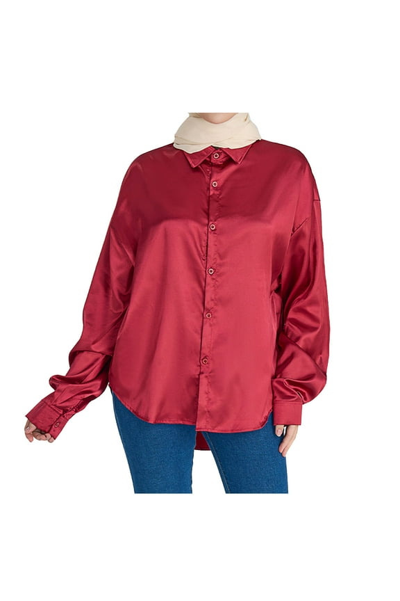 Women Muslim Satin Blouses, Casual Plus Size Islamic Arab Long Shirts, Middle East Abaya Kaftan Prayer Clothes
