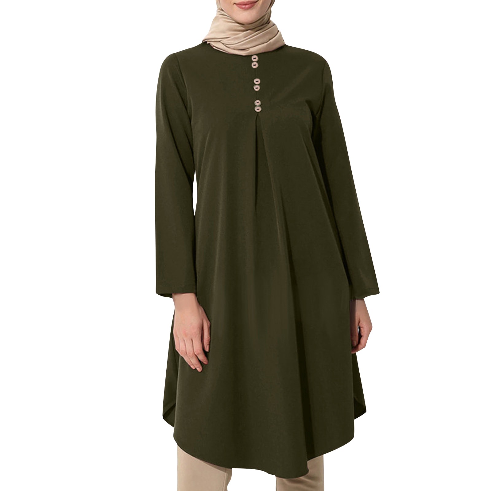Women Solid Color Button Modern Hijab Fashion Summer Stitching Fashion Casual Dress Long Hijab Set Sleeve Prayer Clothes Women Long Sleeve Dress Pineapple Dress for Girls Size 12 Walmart