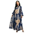 thumbnail image 1 of Women Muslims Dress Middle East Dress Full Length Dress Middle East Robe Long Sleeves Embroidered Robe Dress, 1 of 21