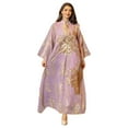 thumbnail image 1 of Women Muslims Dress Middle East Dress Full Length Dress Middle East Robe Long Sleeves Embroidered Robe Dress, 1 of 20