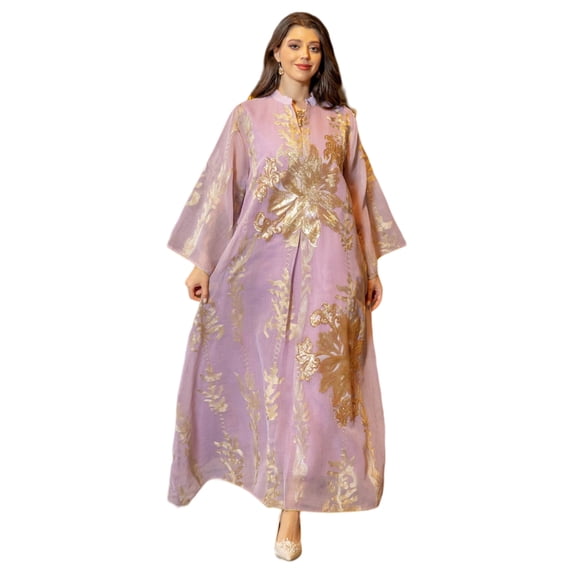 Women Muslims Dress Middle East Dress Full Length Dress Middle East Robe Long Sleeves Embroidered Robe Dress