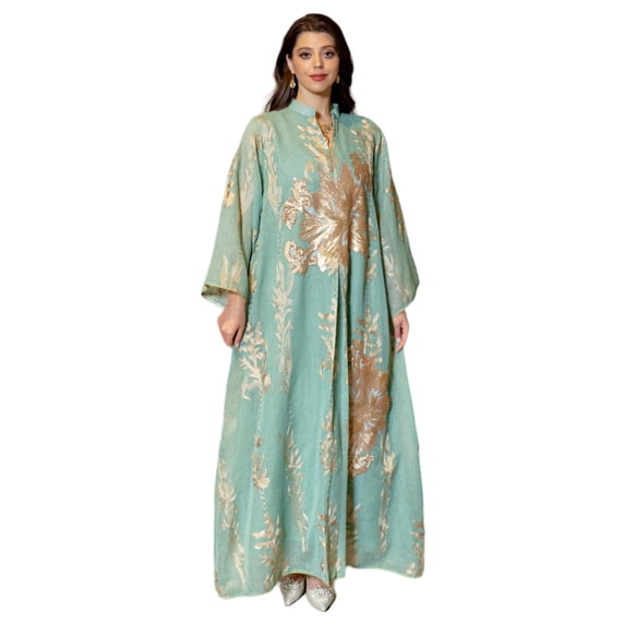 Women Muslims Dress Middle East Dress Full Length Dress Middle East Robe Long Sleeves Embroidered Robe Dress