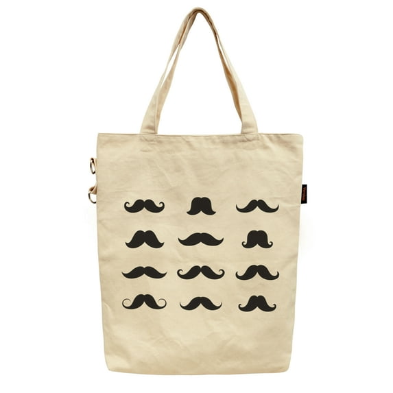 Women Mustache Collection Printed Canvas Tote Shoulder Bag WAS_40