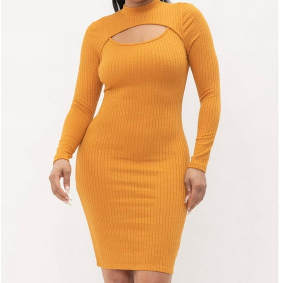 Women Mustard long sleeve dress