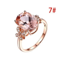 Women Natural Morgan Stone Plated 18K Rose Gold and Diamond Ring