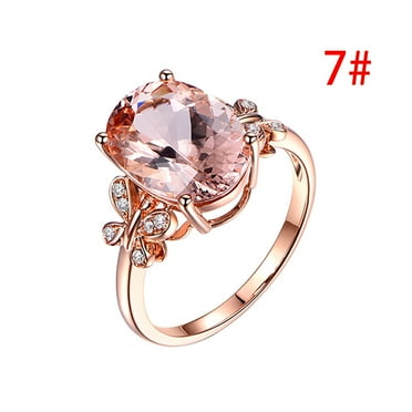 Women Natural Morgan Stone Plated 18K Rose Gold and Diamond Ring