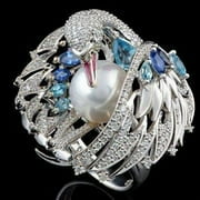 Women Natural Pearls Vintage Classic White Swan Rings