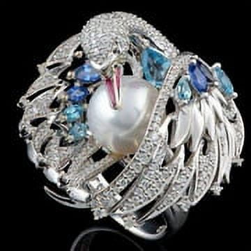 Women Natural Pearls Vintage Classic White Swan Rings