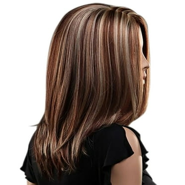 Women Natural Synthetic Hair Wig Long Straight Mix Wavy Full Wigs Party Wigs