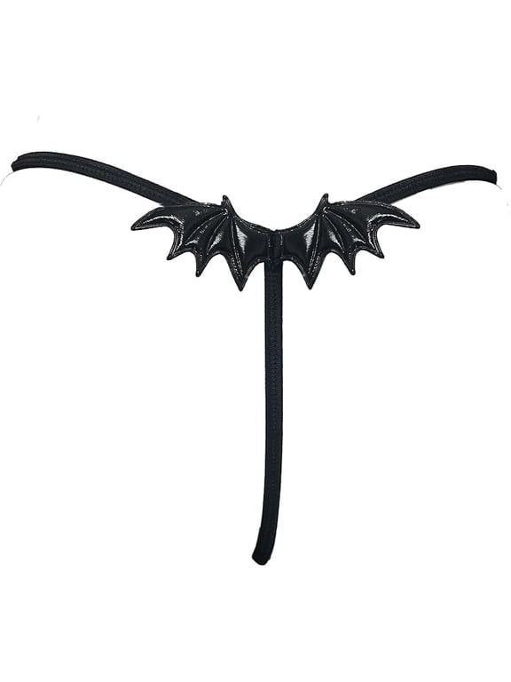 Women Naughty Bat Devilish Panty (Satin Thong) G-String Underwear- T Back Style