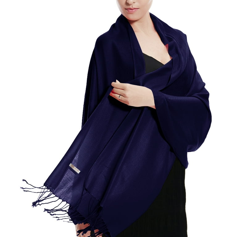 Plain navy silk scarf outlet
