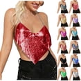 thumbnail image 1 of Women Neck Rhinestone Crop Top for Women V Backless Chest Chain Tank Top Festival Rave Club Spaghetti Strap Tops Dark Gray, 1 of 6