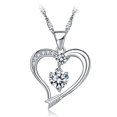 thumbnail image 1 of Women Necklace 14k White Gold Plated Forever Love Heart Pendant Jewelry, 1 of 6