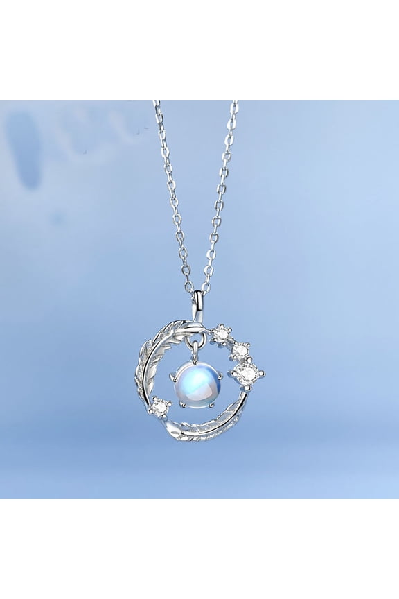 Women Necklace Moonstone Wing Design Jewelry Wear Resistant Pendant Necklace for Party