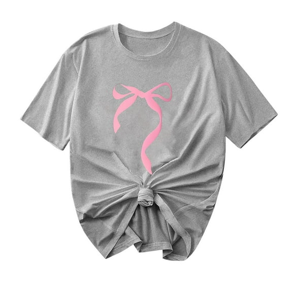 Women New Bow Shirts Tops Casual Shorts Sleeve Blouses Tshirts Lady Comfy Tshirts Summer Fashion
