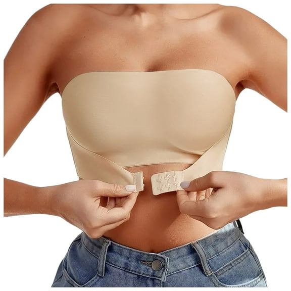 Women New Front Closure Strapless Bra Non- Breathable Invisible Design Comfortable And Secure For All-Day Wear Under Any Outfit(Beige-a,Large)