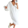 thumbnail image 1 of Women Nightdress, Long Sleeve V-neck Loose Sleepwear Loungewear, 1 of 8