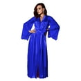 thumbnail image 1 of Women Nightgown Hollow Lace Sleeves Adjustable Waist Tie Satin V Neck Imitation Silk Solid Color Sleepwear Parties Honeymoon Bride Bridesmaid Morning Robe, 1 of 8