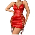 thumbnail image 1 of Women Nightgown Lace Sleepwear Set Dress Women Hollow out Corset Backless Strap Mini Dress Club Outfits Bodycon Sleepdress Womens Pajamas Shorts Skirt XXL, 1 of 8