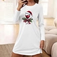 thumbnail image 1 of Women Nightgown Long Sleeve Christmas Print Sleepshirts Soft Knee Length Pajama Sleepwear White S, 1 of 6