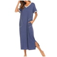thumbnail image 1 of Women Nightgown Short Sleeve Soft Nightshirt Full Length Dress Sleepwear, 1 of 5