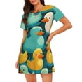 thumbnail image 1 of Women Nightgowns Nightshirts Short Sleeve Sleepshirts Sleepwear Sleepdress, Rubber Duck Colorful Cartoon, 1 of 7
