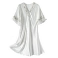 thumbnail image 1 of Women Nightgowns Sexy Sleep Shirts Lace Trim V Neck Short Sleeve Night Sleepwear Soft Nightshirt, 1 of 5