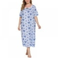 thumbnail image 1 of Women Nightgowns,Soft Short Sleeves Comfy Ladies Nightdress Casual House Dress Floral Nightdress Long Gown Plus Size, 1 of 5