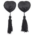 thumbnail image 1 of Women Nipple Pasties Covers Rhinestones Heart Shape Reusable Raves Party Breast Stickers Bra Pads Petals with Tassels, 1 of 9